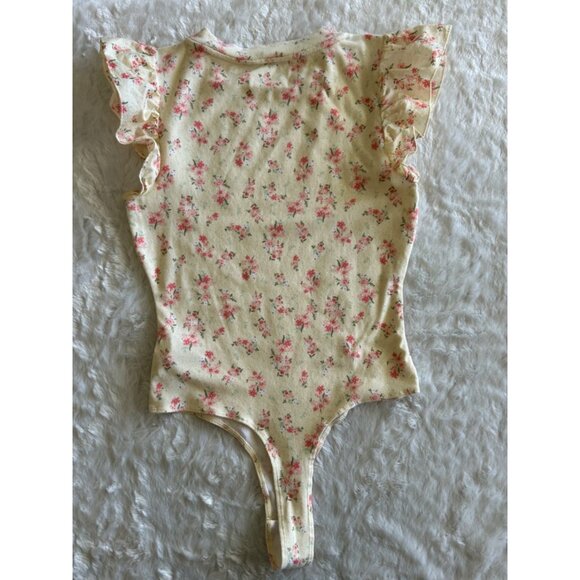 Floral Print Ruffle Shoulder Coquette Girl Cottagecore Bodysuit - Medium - Picture 5 of 5